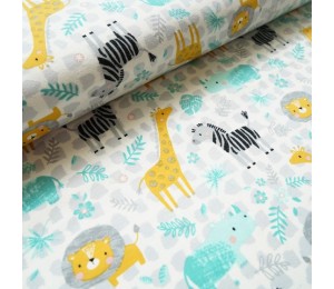 Bio Jersey Stoffonkel - Dschungel weiß